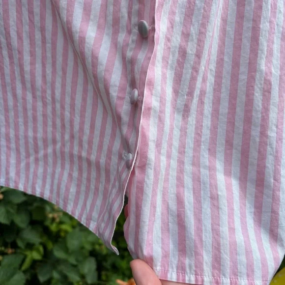 Cottonade Paris pink candy striper cottage core blouse with Collar - Picture 6 of 6